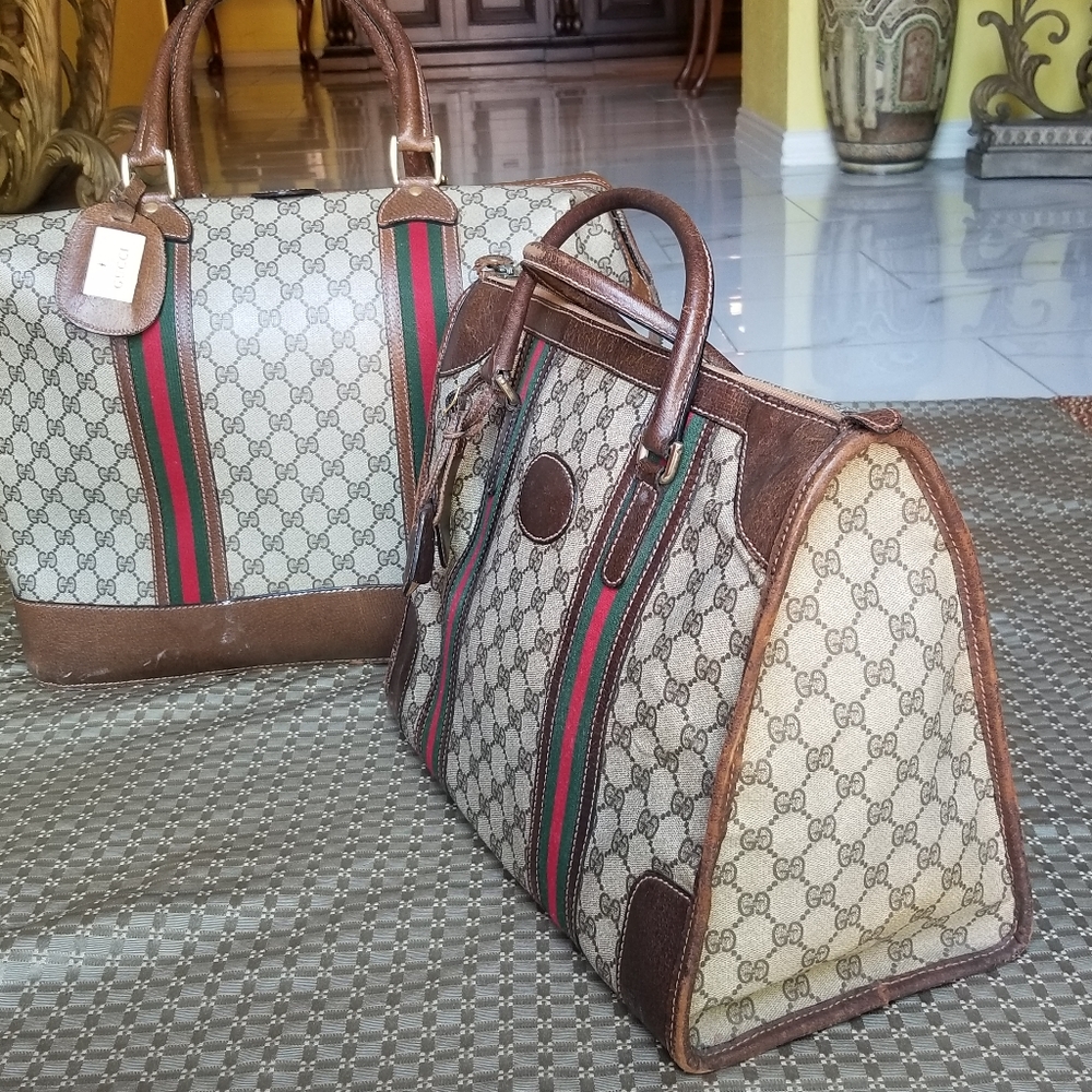 Vintage  Gucci Boston Carryall weekender mini luggage handbag - Picture 10 of 16
